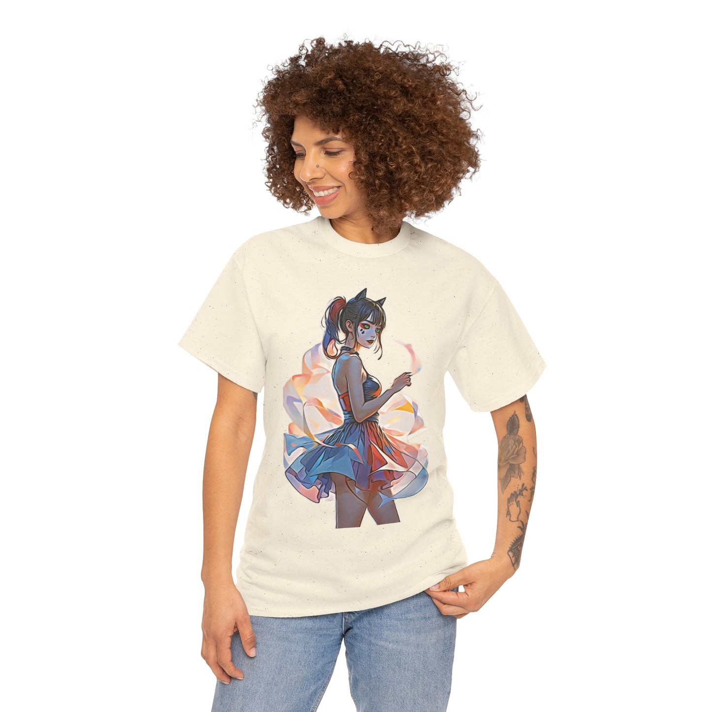 ✨Moonlit Grace: Anime Catgirl Aura for Casual Wear, Posters, Mugs and much more. - Artistic Cat Lady Tee, Cool Graphic Shirt for Animal Lovers, Ideal Gift for Birthdays & Cat Lovers, Casual Wear, Unisex Cotton Tee