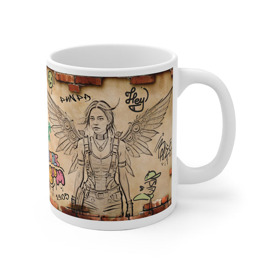 Urban Graffiti Ceramic Mug for Coffee Lovers, Art-Inspired Gift, Street Style Drinkware, Unique Mug for Home or Office, Creative Artwork Mug