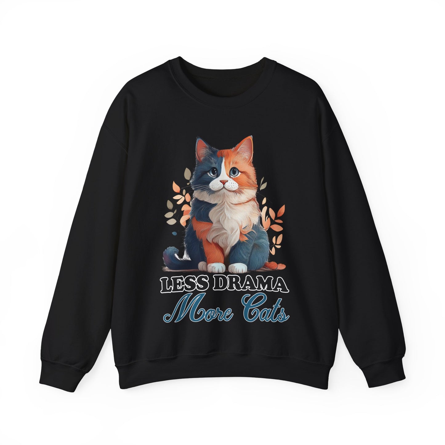 Less Drama, More Cats – Purrfect Peace in Style 🐾✨ - Cat Lover Crewneck Sweatshirt | Less Drama More Cats | Cozy Gift for Cat Owners, Animal Lovers, Cute Cat Sweatshirt