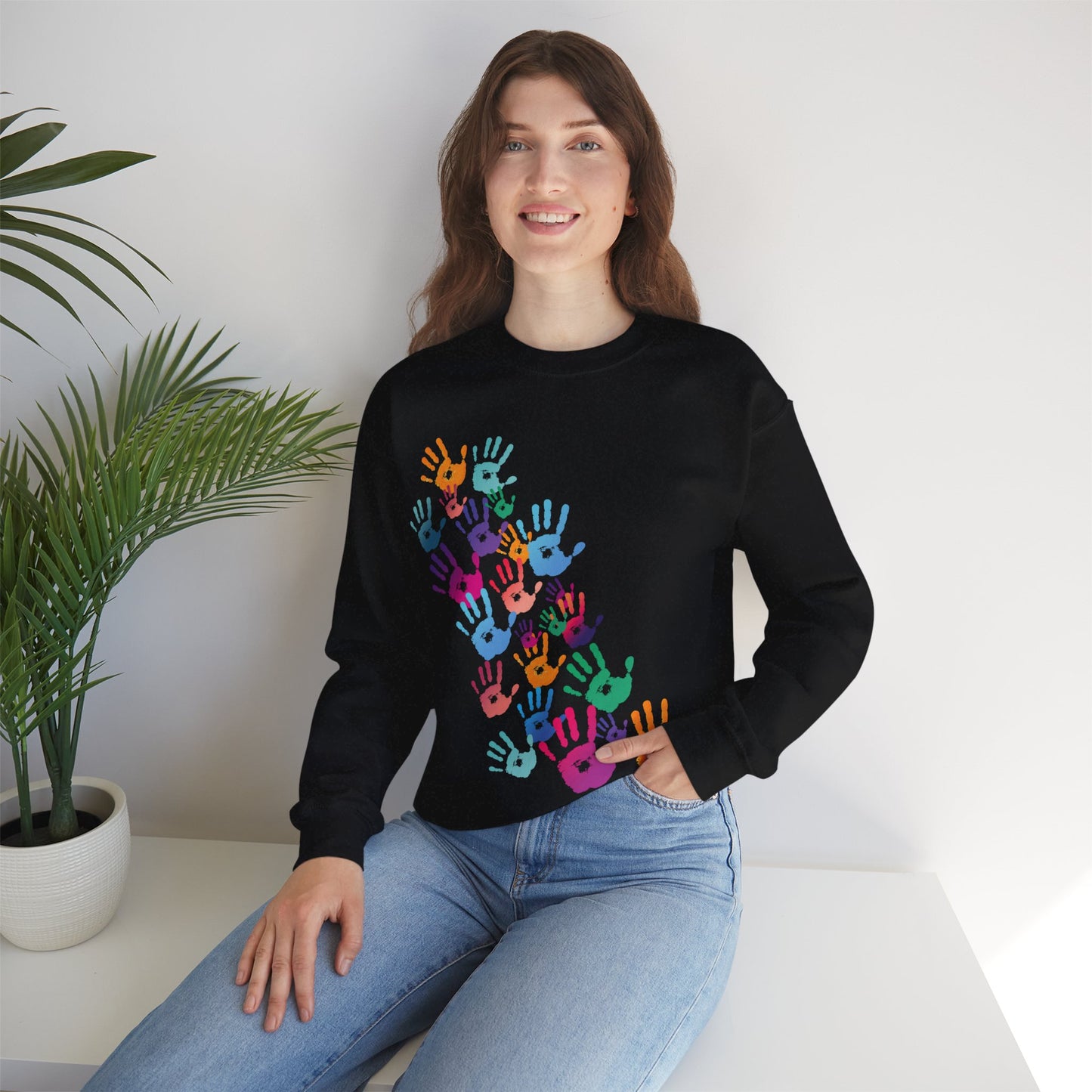 Colorful Handprints Unisex Heavy Blend™ Crewneck Sweatshirt