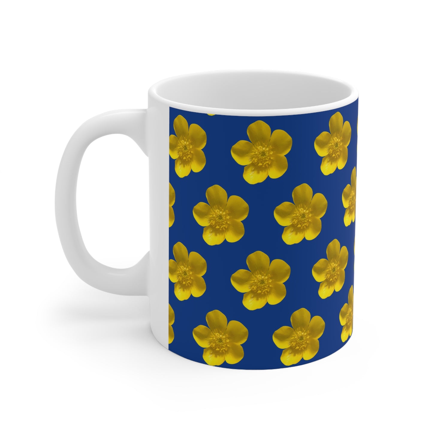 Coffee Cups - Yellow Flower Pattern Design