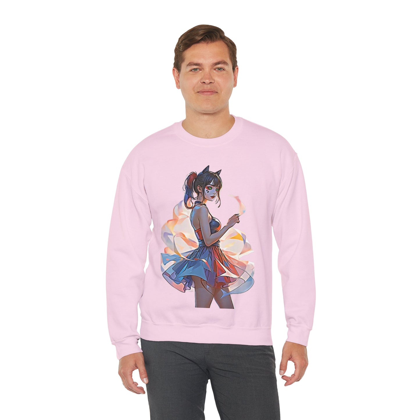✨Moonlit Grace: Anime Catgirl Aura for Casual Wear, Posters, Mugs and much more - Artistic Unisex Crewneck Sweatshirt | Cozy Graphic Sweater, Comfortable Hoodie, Fall Apparel, Anime-Inspired Gift, Casual Chic Fashion