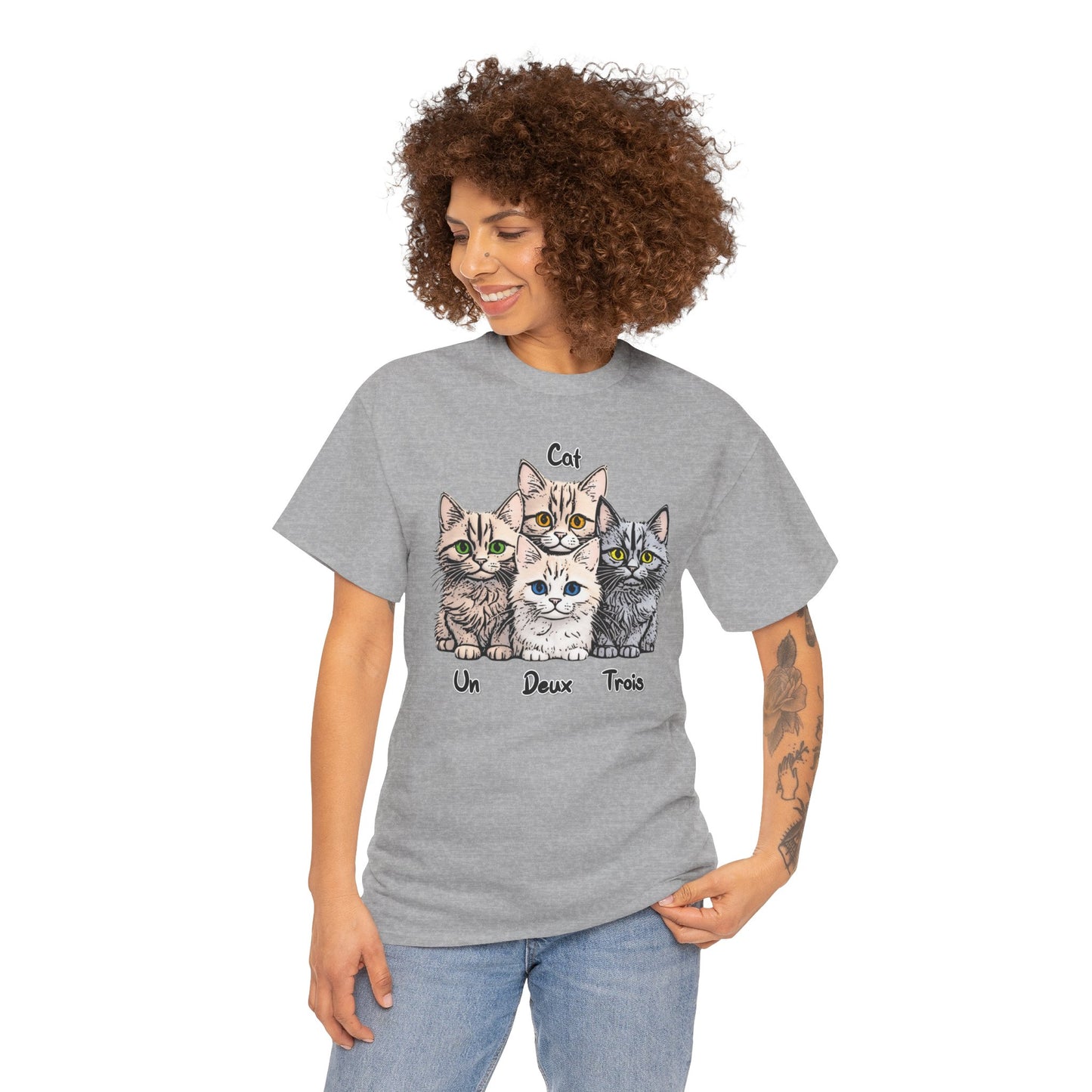 Un, Deux, Trois, Cat: Purrfect Counting Cuteness - Adorable Cat Trio Unisex Heavy Cotton Tee, Cute Cat Shirt, Animal Lover Gift, Pet Lover Apparel, Fun Gift for Cat Owners, Comfy [...]