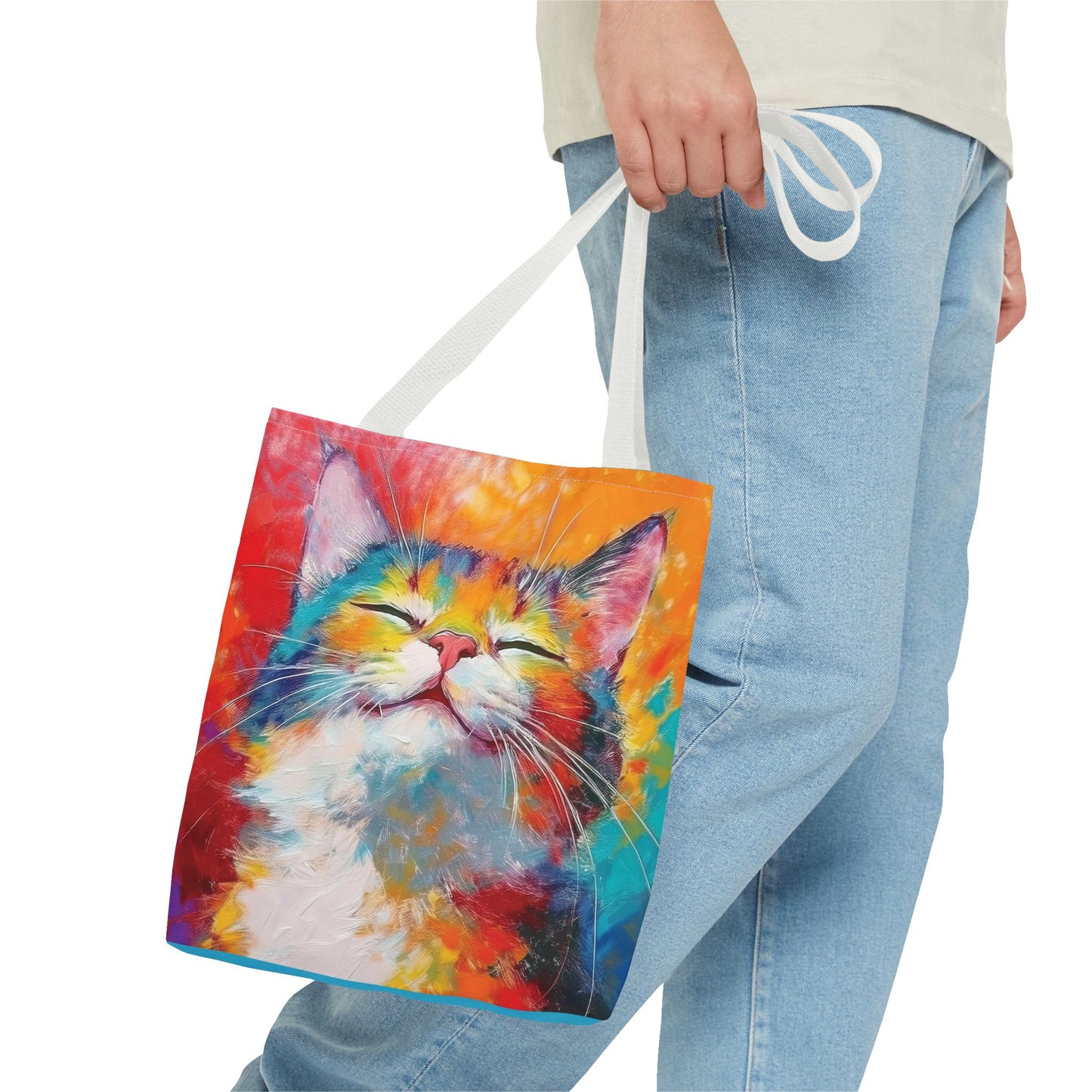 Colorful Cat Tote Bag: Pawsitive Vibes