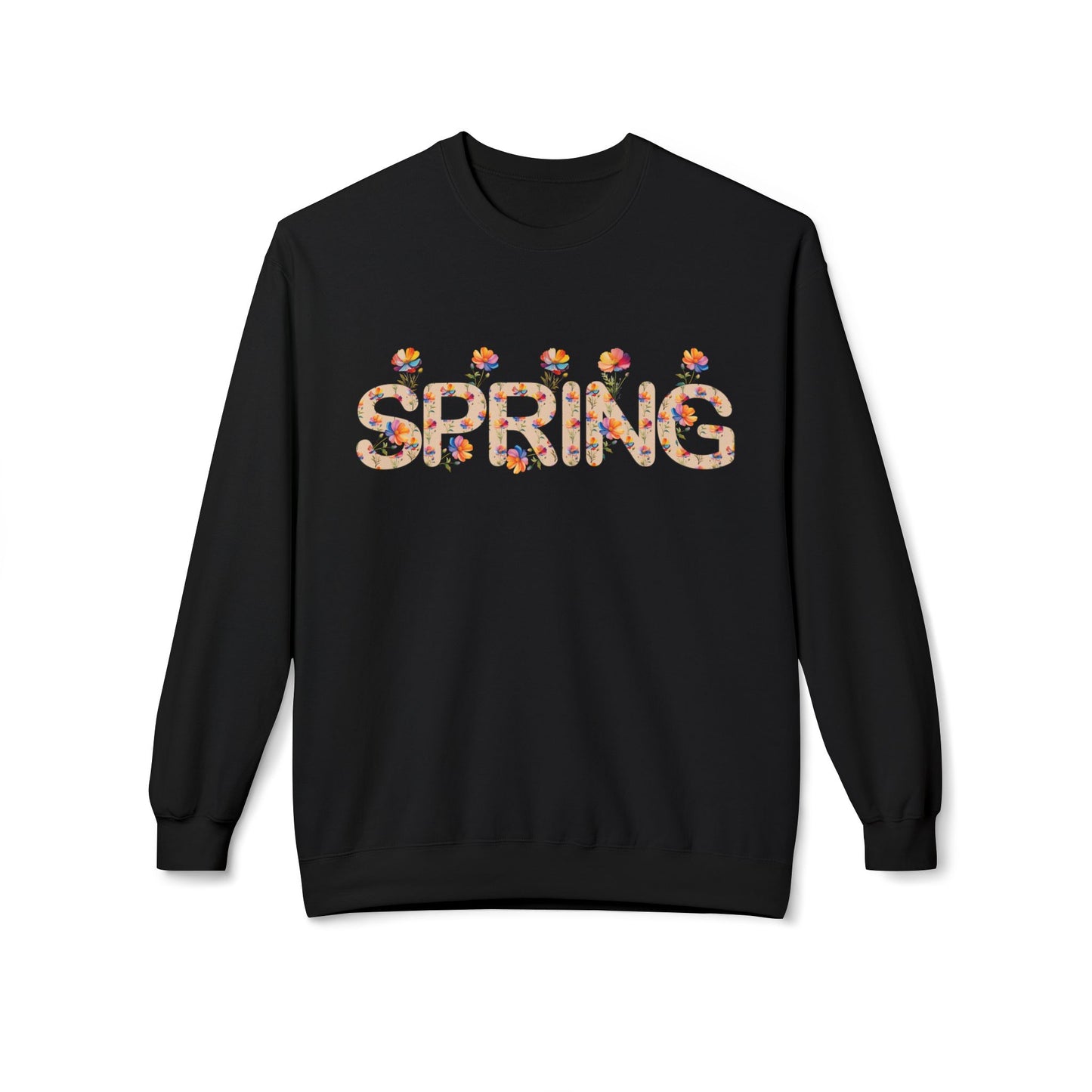 Spring Floral Crewneck Sweatshirt - Unisex Midweight Fleece