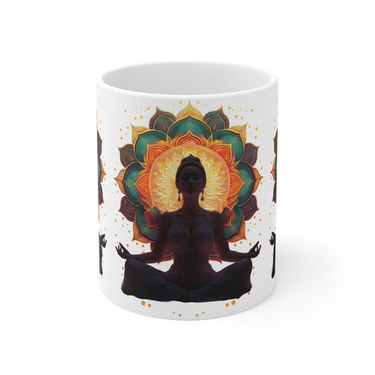 Meditation Ceramic Mug - Mindfulness Gift, Yoga Accessory, Chakra Decor, Inspirational Coffee Cup, Zen Homeware