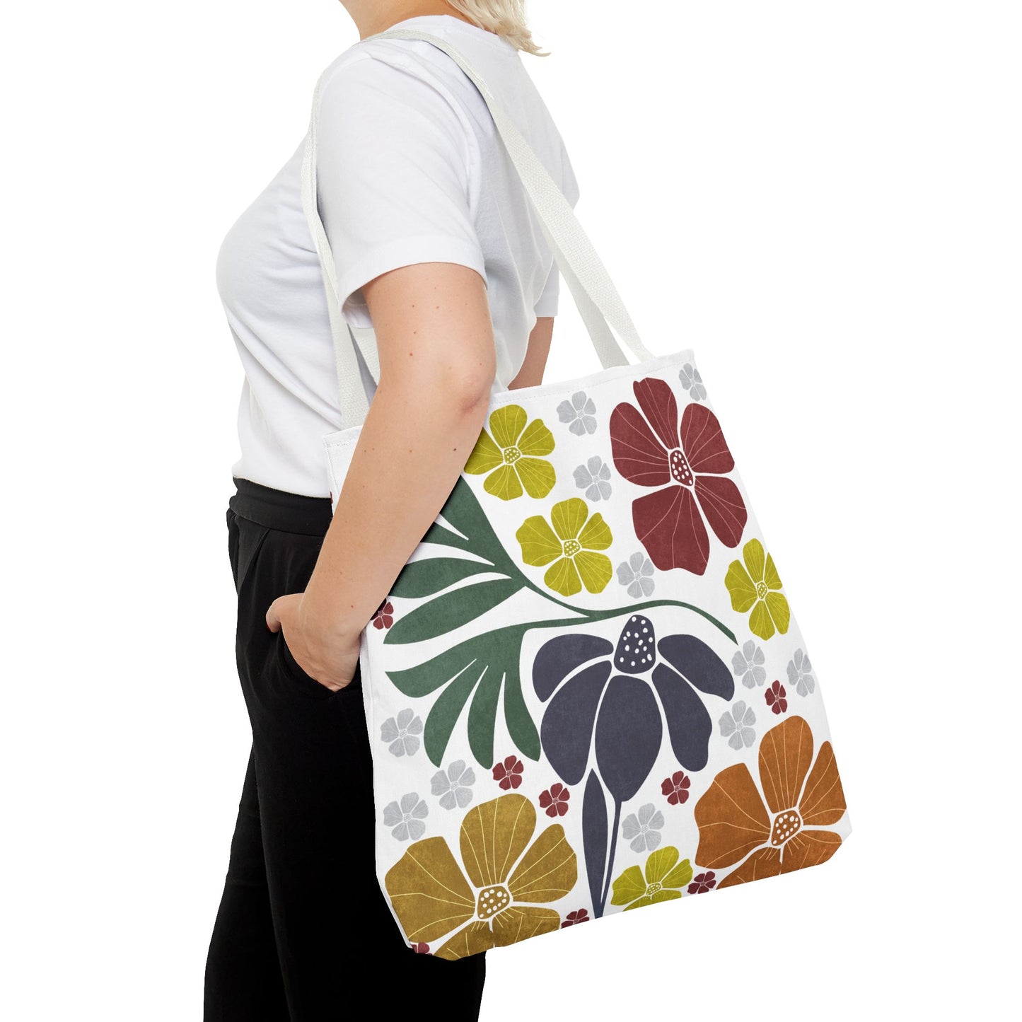 Boho Flowers Tote Bag - Retro Vintage Style