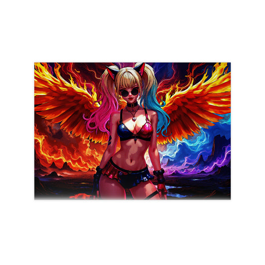 Vibrant Fantasy Pop Art Poster - Colorful Angel Wings Decor