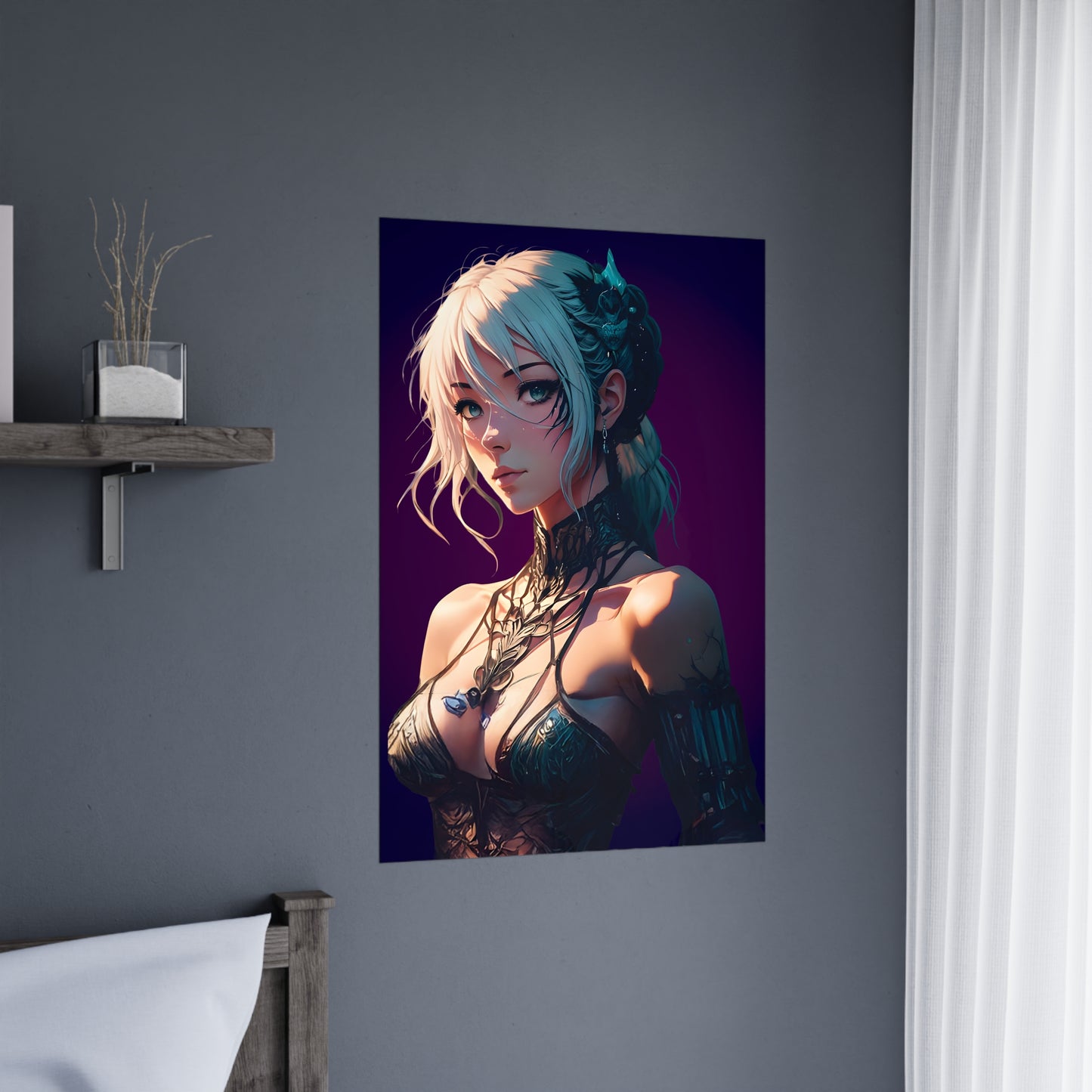Mystical Anime Forest Princess Portrait Poster Art, Wall Decor, Fantasy Decor, Gothic Art Print, Unique Gifts, Anime Wall Art
