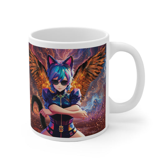 Ceramic Mug - Celestial Firestarter: Frost & Flame Anime Fantasy Design