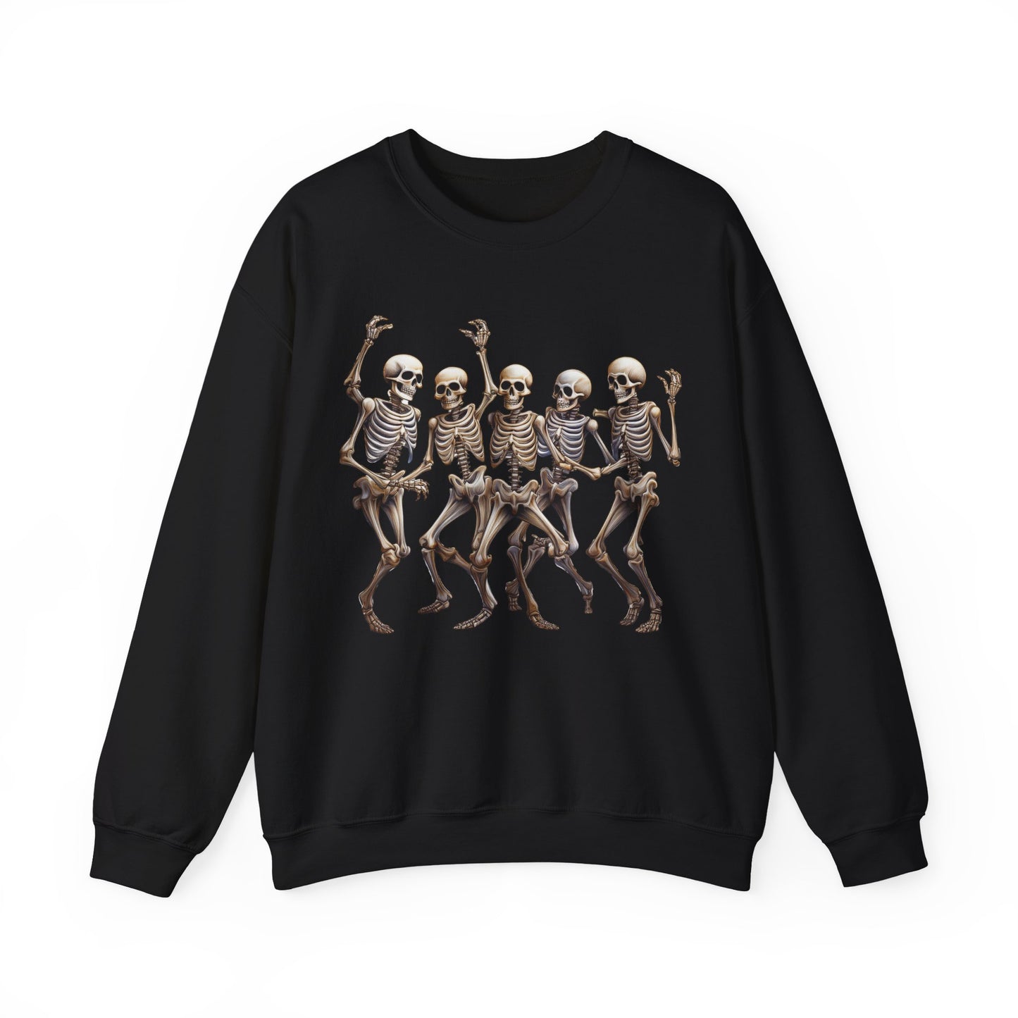 "Celebrate Life with Dancing Skeletons – Bold Apparel & Mugs that Spark Joy" - Halloween Skeleton Dance Crewneck Sweatshirt, Unisex Sweatshirt, Fall Fashion, Spooky Season Apparel, Gift for Halloween Lovers