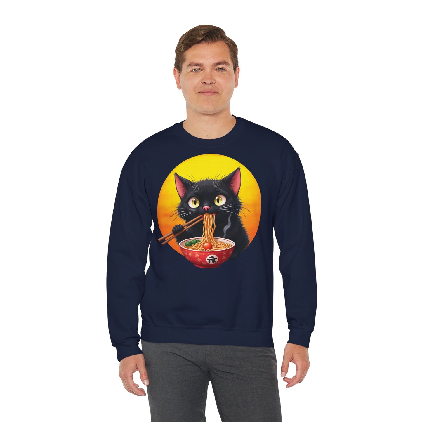 Ramen Cat Magic – Whiskers, Noodles & Sunshine Vibes - Cat Lover's Ramen Sweatshirt, Cozy Cat Crewneck, Cat-Themed Gift, Funny Sweatshirt, Unisex Pullover, Pet Lovers Apparel