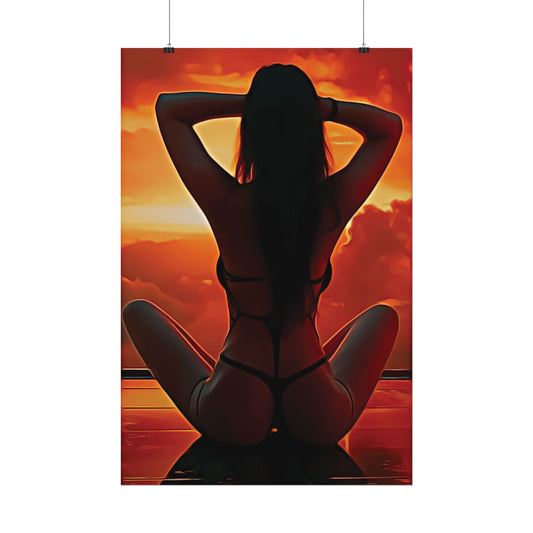 Golden Hour Serenity – Empowering Sunset Silhouette Inspiring Calm, Strength and Inner Freedom - Sensual Art Prints, Wall Decor, Bedroom Aesthetic, Gift for Her, Unique Home Decoration
