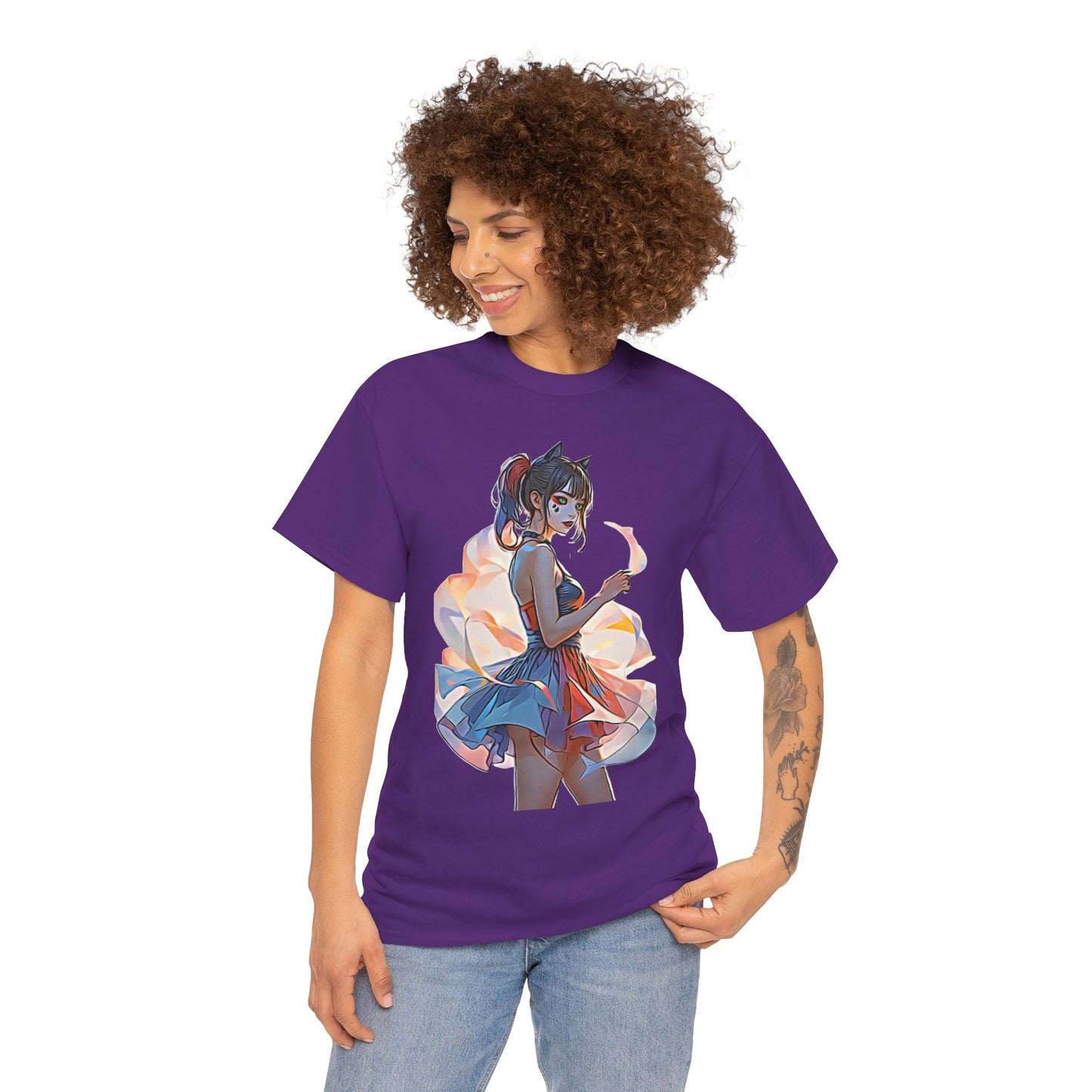 ✨Moonlit Grace: Anime Catgirl Aura for Casual Wear, Posters, Mugs and much more. - Artistic Cat Lady Tee, Cool Graphic Shirt for Animal Lovers, Ideal Gift for Birthdays & Cat Lovers, Casual Wear, Unisex Cotton Tee