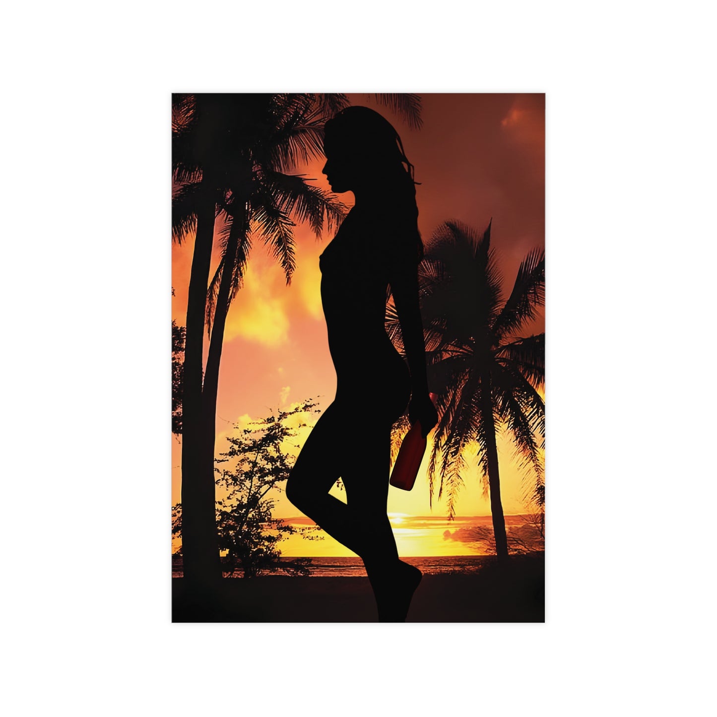 Sunset Silhouette Art Prints | Wall Decor, Home Decor, Gift Idea, Tropical Style, Beach Theme