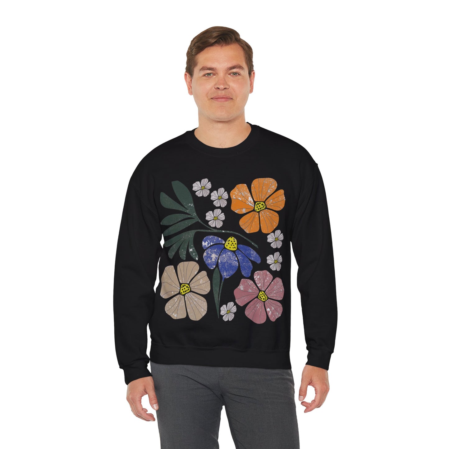 Boho / Retro Flower Crewneck Sweatshirt