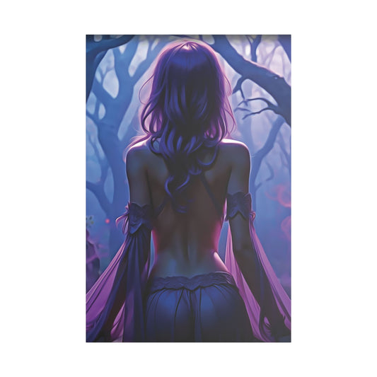 Whisper of the Mystic Woods – Where Magic Finds You 🌫️💜 - Mystical Forest Satin Canvas Print, Wall Art Decor for Home, Bedroom, Gift for Fantasy Lovers, Unique Art Piece for Special Occasions