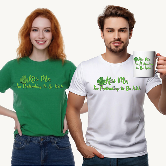 Kiss Me, I'm Pretending to Be Irish - Unisex Tee - Irish, St Patrick's Day