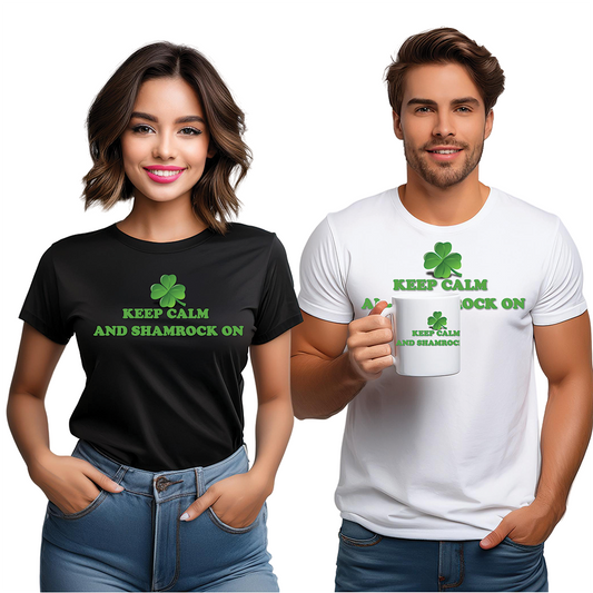 Keep Calm and Shamrock On - Unisex Tee - Irish, St Patrick's Day
