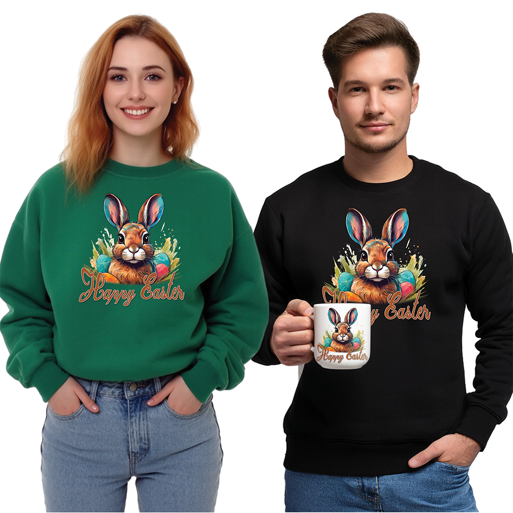 Easter - Happy Easter Bunny Design Crewneck Sweatshirt