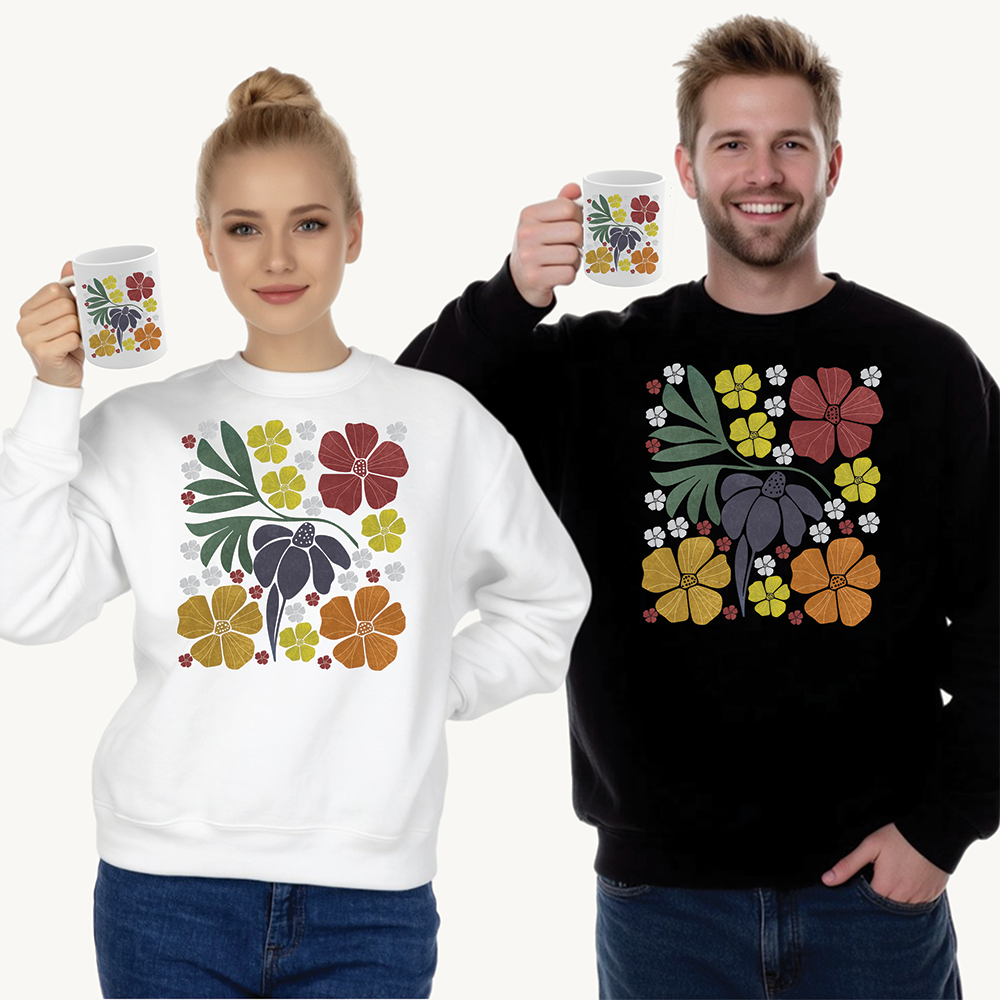 Boho / Retro Flower Crewneck Sweatshirt