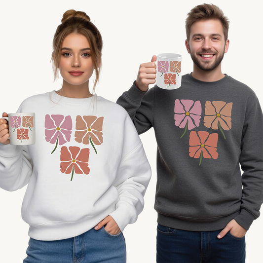 Vintage Look Flower Crewneck Sweatshirt