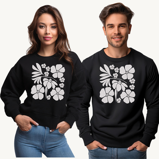 Floral Boho style Minimalist Unisex Crewneck Sweatshirt - Cozy Comfort for All Occasions