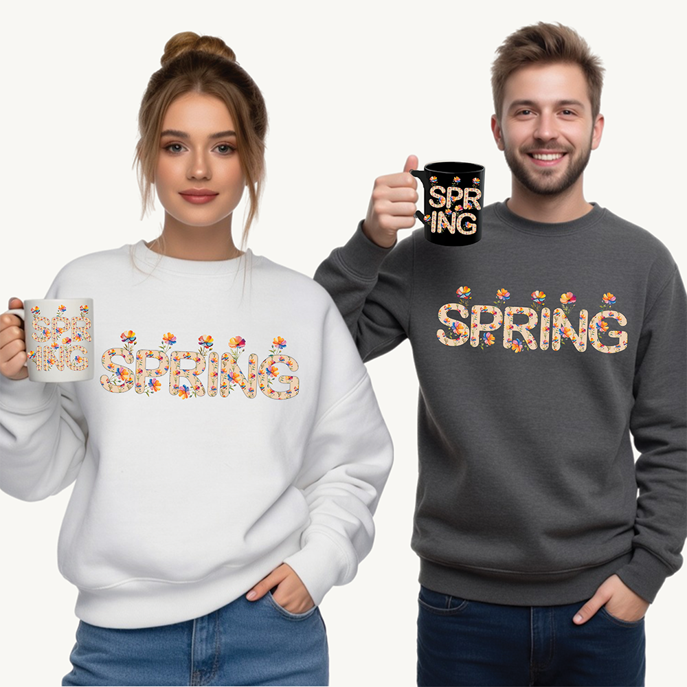 Spring Floral Crewneck Sweatshirt - Unisex Midweight Fleece