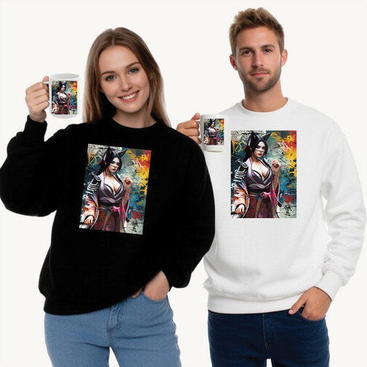 Graffiti Warrior Cat Women Sweatshirt