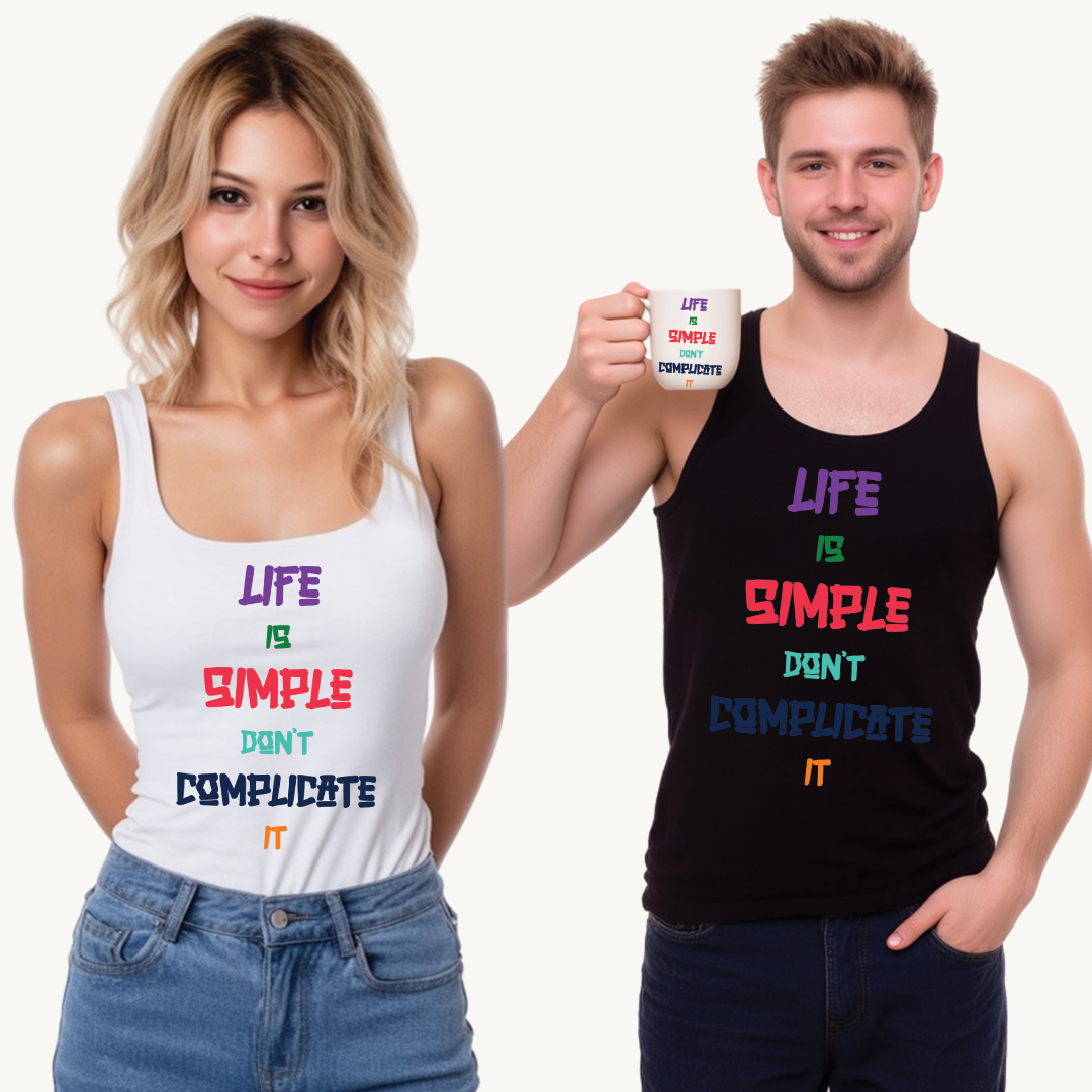 Unisex Softstyle™ Tank Top - "Life is Simple, Don't Complicate It" - Perfect for Summer, Workout, Casual Wear, Gift Ideas, Relaxation