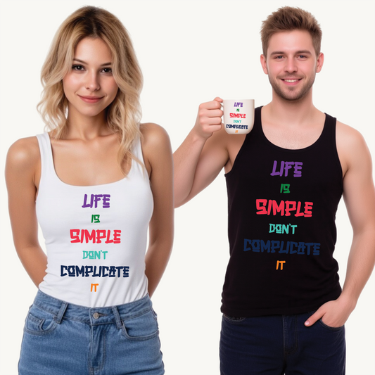 Unisex Softstyle™ Tank Top - "Life is Simple, Don't Complicate It" - Perfect for Summer, Workout, Casual Wear, Gift Ideas, Relaxation