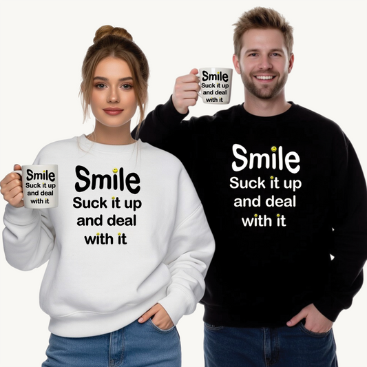 Smile Crewneck Sweatshirt - Positive Vibes Apparel, Cozy Gift, Everyday Wear, Motivational Fashion, Unisex Sweater