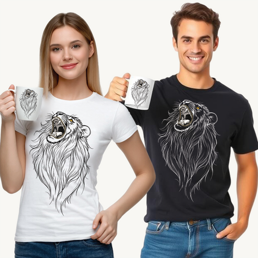 Roaring Lion Unisex Heavy Cotton Tee, Animal Lover Gift, Wild Spirit Shirt, Nature Themed Apparel, Birthday Gift, Adventure Wear