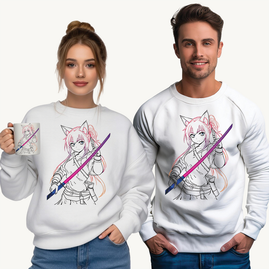 Anime-Inspired Fleece Crewneck Sweatshirt, Cozy Graphic Sweatshirt, Unisex Cartoon Sweater, Perfect Gift for Anime Fans, Casual Winter Wear