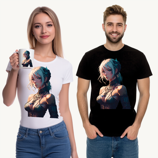 Mystical Anime Forest Princess Portrait - Stylish Graphic Tee with Fantasy Design, Casual Wear, Anime Gift, Comfortable T-Shirt, Art Tee for Everyday Fashion