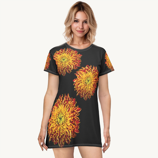 "The Dalia" Limited edition Floral Burst T-Shirt Dress | Casual Chic Summer Dress, Bohemian Vibes, Floral Print, Comfortable Fit, Perfect for Festivals, Gifts