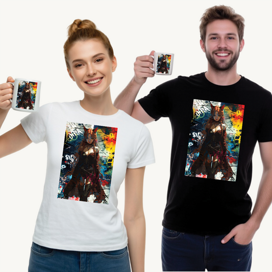 Warrior Anime Catgirl – Urban Fantasy Power on Canvas & Poster - Vibrant Graphic Tee for Art Lovers, Unisex Heavy Cotton Tee, Streetwear Style, Gift for Artists, Unique Statement Shirt
