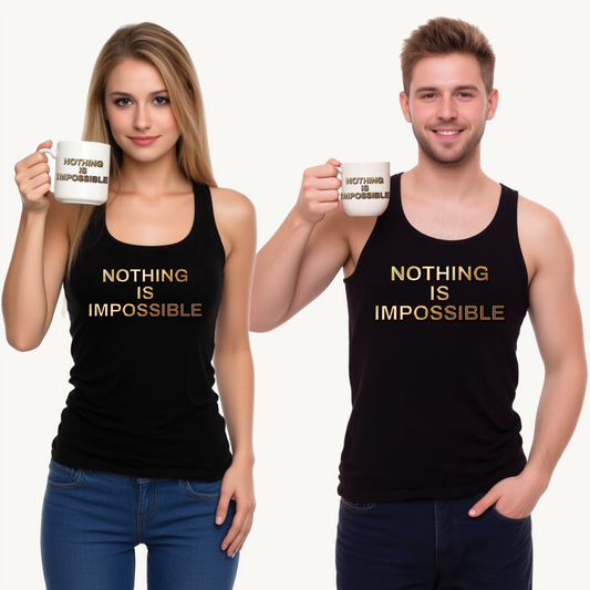 Nothing Is Impossible – Bold Gold Motivation for Everyday Warriors - Inspirational Unisex Tank Top - Perfect for Fitness, Motivational Gift, Summer Wear, Workout Apparel, Casual Style