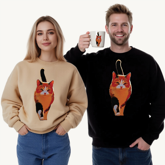 Playful Cat Unisex Crewneck Sweatshirt - Cozy for Cat Lovers, Perfect Gift for Birthdays, Holidays, Everyday Wear