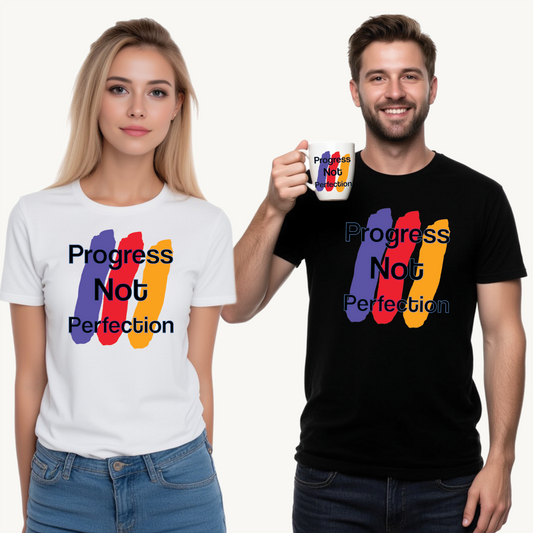 Wear the Win – Progress Is the Real Power 🌟🎨 - Motivational Unisex Tee | Progress Not Perfection, Casual Wear, Gifts for Dreamers, Self-Improvement, Inspirational Apparel