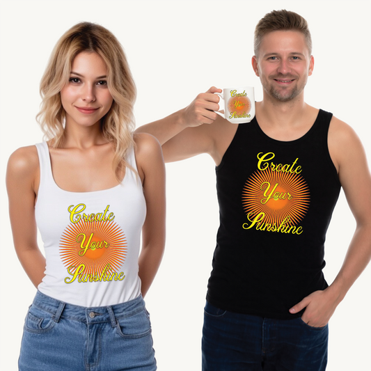 Shine Boldly – Create Your Own Sunshine in Every Step ☀️🌈 - Unisex Softstyle™ Tank Top - Create Your Sunshine, Inspirational Summer Top, Casual Wear, Festival Apparel, Gift for Friends