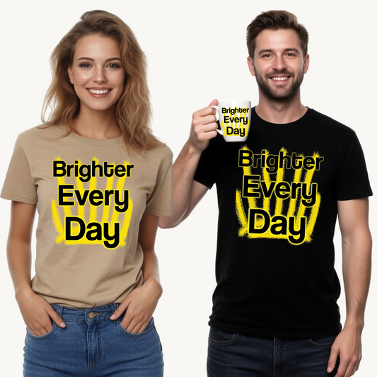 Brighter Every Day – Wear Hope in Bold Yellow Brushstrokes ☀️✨ - Brighter Every Day Tee, Motivational Tee, Unisex Cotton Shirt, Inspirational Apparel, Gift for Friends, Positive Vibes Wear