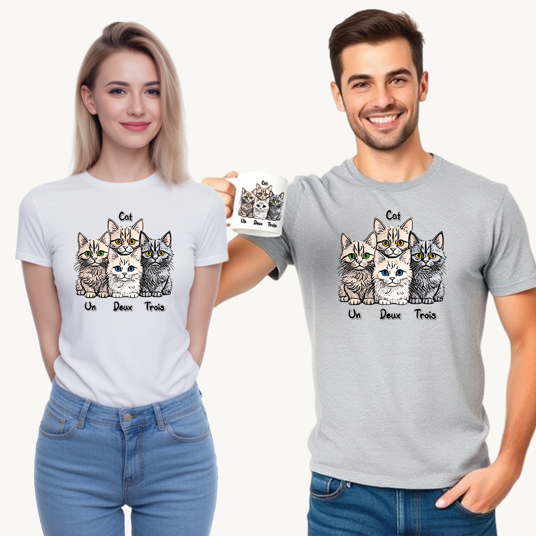 Un, Deux, Trois, Cat: Purrfect Counting Cuteness - Adorable Cat Trio Unisex Heavy Cotton Tee, Cute Cat Shirt, Animal Lover Gift, Pet Lover Apparel, Fun Gift for Cat Owners, Comfy [...]