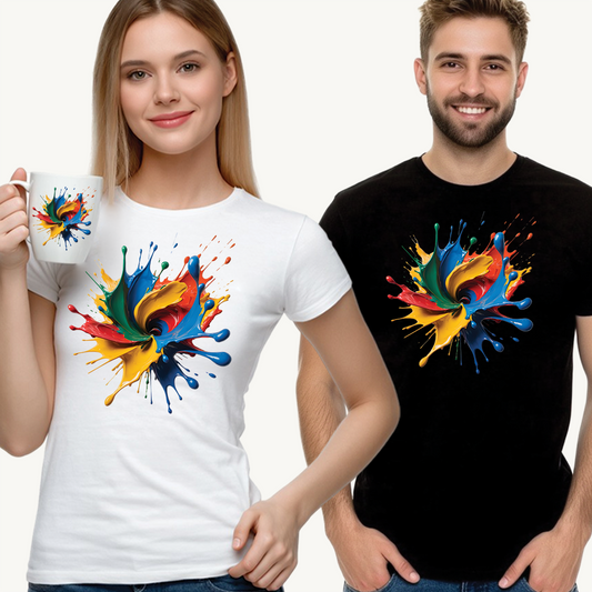 "Oops!" Color Splash Energy – Wear the Art, Feel the Vibe - Colorful Splash Art Unisex Heavy Cotton Tee | Vibrant Graphic T-Shirt, Casual Wear, Gift for Art Lovers, Color Run, Festival Outfit