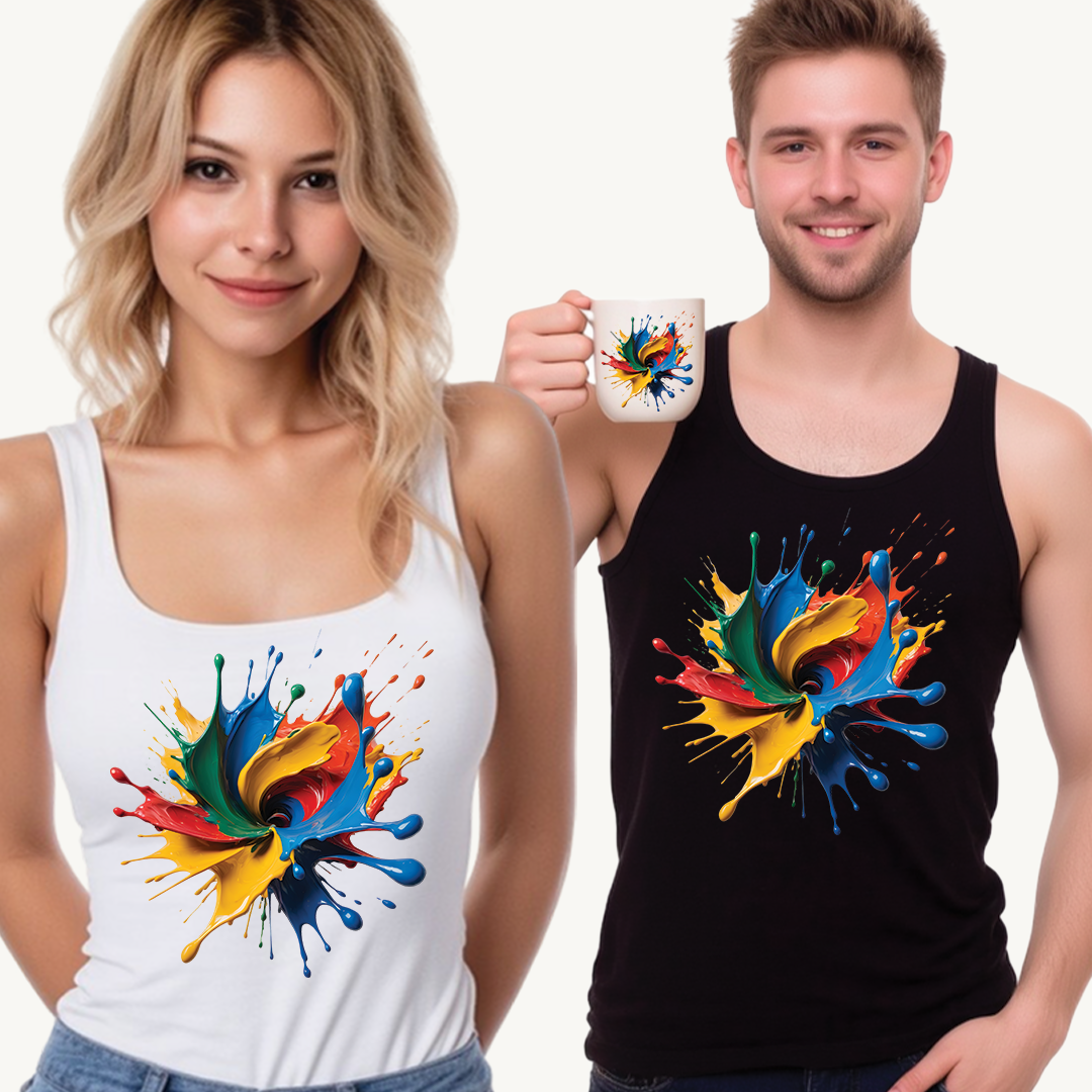 "Oops!" Color Splash Energy – Wear the Art, Feel the Vibe - Vibrant Color Splash Unisex Tank Top | Summer Style, Perfect Gift, Beachwear, Festival Attire, Artsy Apparel