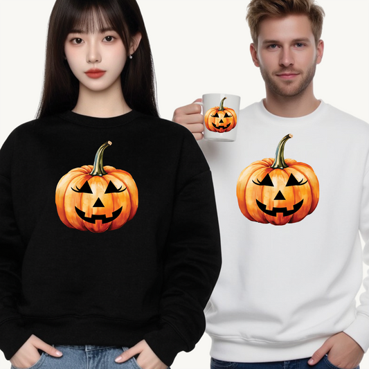 🎃 Embrace Autumn Magic - Pumpkin Bliss Collection for Cozy Season Vibes ✨ - Halloween Pumpkin Crewneck Sweatshirt | Cozy Fall Fashion, Unisex Sweater, Casual Wear, Gift for Halloween Lovers, Autumn Style