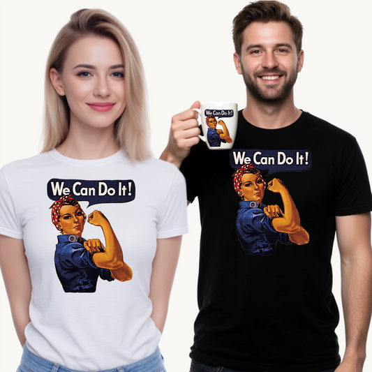Empowerment Pop Art | Bold "We Can Do It" T-Shirts, Sweatshirts, Mugs & Wall Art for Inspiration - Empowering Unisex Heavy Cotton Tee - We Can Do It! Statement Shirt, Feminist Apparel, Gift for Her, Motivational Tee, Casual Wear