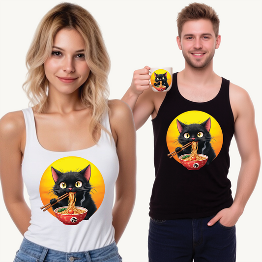 Ramen Cat Magic – Whiskers, Noodles & Sunshine Vibes - Whimsical Cat Ramen Unisex Jersey Tank Top