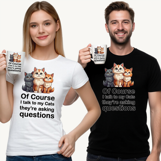 Of Course I Talk to My Cats – They’re the Real MVPs 🐾💬 - Funny Cat Lovers Unisex Heavy Cotton Tee - Perfect for Gifts, Pet Owners, Birthdays, Cat Appreciation Day, or Casual Wear