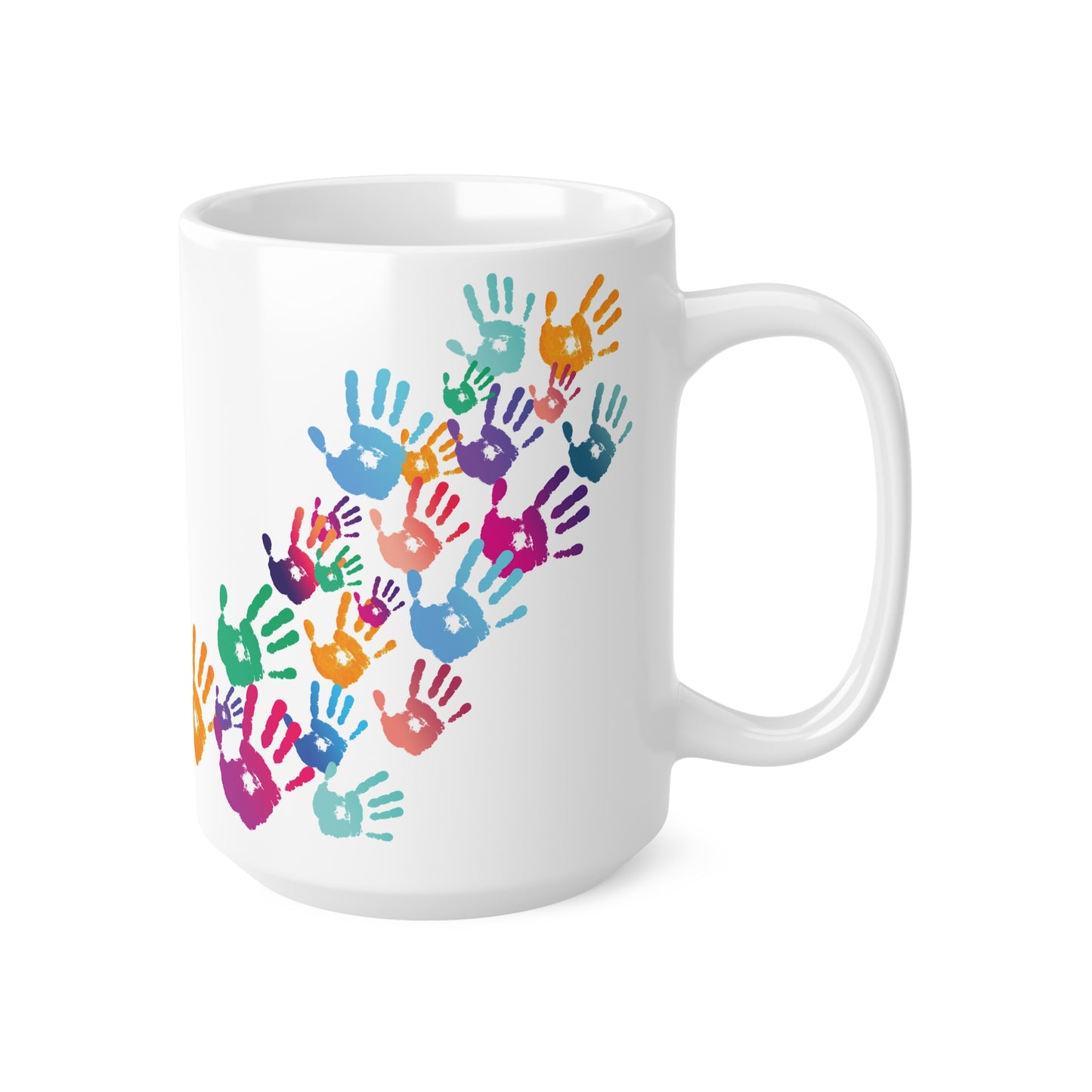 Coffee Cups - Colorful Handprints Art Design